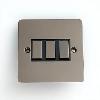 10AMP 3-GANG 2-WAY SWITCH, FLAT BLACK NICKEL PLATED WITH BLACK INSERT