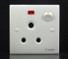 15A Three Pin Circular Socket with Switch and Neon