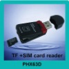 3 in one card reader for TF,Micro SD ,SIM card