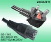 BS 1363 U.K. Plug with IEC 60320 C5 VDE Power Cord H05VV-F 3X0.75mm2 1.5/2.0/2.5meters