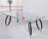 COFFEE TABLE CT818 (glass top,stainless steel base,painting rubber wood decor,unique style)