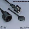 European Style IP44 Extension Cord with Rubber Cable