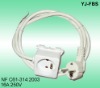 French NF/CE Extension Socket 16A 250V for Ironing Board with cable H05VV-F 3X1.0 max2.0meters