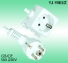 Power Cord GS/CE 16A 250V Extension Socket for Ironing Board with VDE cable  H05VV-F 3G1.0mm2 2.0meters white