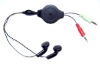 Retractable Stereo Earphone / Retractable Earphone