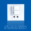 Single-phase Flat-and-round Two-pole Wall Socket with Shutter &Two-bit Switch