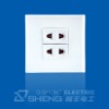 Two-bit Single-phase Flat-and-round Two-pole Wall Socket with Shutter