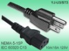 UL Power Cord American NEMA 5-15P plug with cable SJT 3CX18AWG 10A 125V