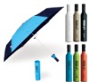 creative design of Umbrella folded in the red wine bottle