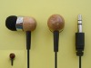 wooden earphone, mp3/walkman stereo in-ear earphone