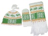 Acrylic Knitted Winter Gloves , Hat, Scarf Set V3855