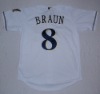 Brewers #8 Braun White color jersey