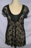 FM029 ladies'  nylon mesh top with EMB(lady's clothing,mesh wear,lady's garment)