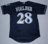 Milwaukee Brewers #28 Prince Fielder blue color jersey