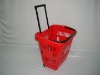 Two wheels and telescopic  aluminium  alloy handles plastic  basket