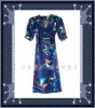 100% Silk Blue Print Combo Fashion Dress