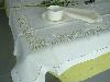24296 Tablecloth topper with Hemstitch & fabric applique
