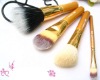 4 piece Mac Gold Makeup Brushes Set with Leather Pouch mac make up brushes mac cosmetic brushes