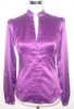 98%Polyester 2%Spandex Satin Solid Blouse