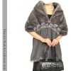 CA-852711 Fashion cashmere shawl with skin mink lace decoration