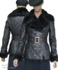 DOUBLE CHESTERFIELD FASHION LEATHER COAT FOR YOUNG LADY