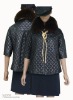 ELBOW SLEEVE LEATHER COAT WITH FOX FUR ON COLLAR