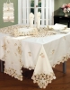 Ecru  poly pastel embroidery full center emb cutwork tablecloth