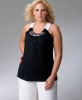 Embellished color-block sleeveless tops