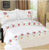 Embroidery cotton sheet set(flat sheet, fitted sheet, duvet cover, pillow case)