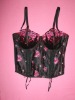 Embroidery satin corset