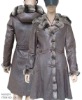 LADY'S LONG LEATHER DUST COAT WITH REX FUR