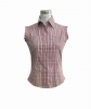 LS008 100% cotton ladies' check blouses