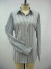 Ladies Cotton Nylon Spandex Yarn Dye Stripe Shirt
