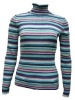 Ladies Turtle Neck, 5x3 Rib Stripes Allover Pullover