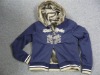 Ladies cvc 280g knitted jacket with fur