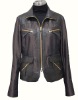 Lady's jacket shell fabric,front and pocket & york & bottom binded lamb skin