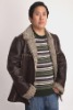 Leather coat with fur collar for Young man