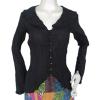 Long Sleeve Crinkled Shirt with Ruffle at Hem