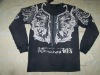 Men's T-shirt: round neck, with placement printing on the front and camouflage printing on sleeves