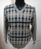Men's Wool & Cashmere Jacquard Sweater with V Neck