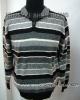 Men's Wool & Cashmere Striped Pullover with Zip Neck