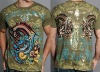 NEWEST! Azteca Skull Men's S/S Platinum Rhinestone T-shirts