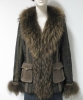 Nick fabric jacket with raccoon fur trim