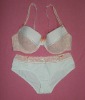 Nylon bra set with contrast lace