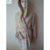 Offset printed coral fleece bathrobe/bath gown /robe