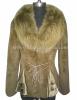 Sheared Rabbit Fur Jacket with Blue Fox Collar