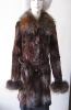Sheared rabbit fur jacket with raccoon collar