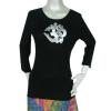 Silk Cashmere Long Sleeve Jewel Neck Sweater with Sequins