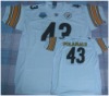 Super Bowl 43 XLIII 43 JERSEYS - PITTSBURGH STEELERS #43 TROY POLAMALU FOOTBALL jerseys 2009 PRO BOWL ACCEPT PAYPAL - WHITE