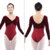 Two Tone Pinch Front Long Sleeve Leotard